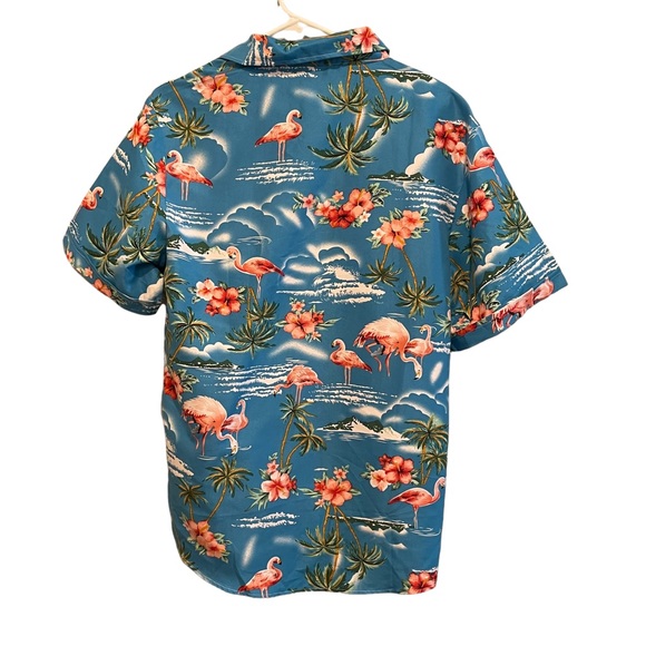 NWT SSLR Men's Hawaiian Floral Flamingo Shirt. Size M - Picture 3 of 8